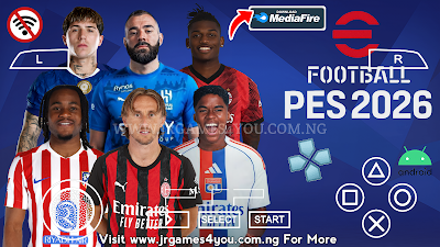 eFOOTBALL PES 2026 PPSSPP HD GRAPHICS LATEST TRANSFERS, KITS 24/25 CAREER MODE & TOURNAMENTS AVAILABLE ANDROID OFFLINE NEW UPDATE Video.Guru 20260224 114047624